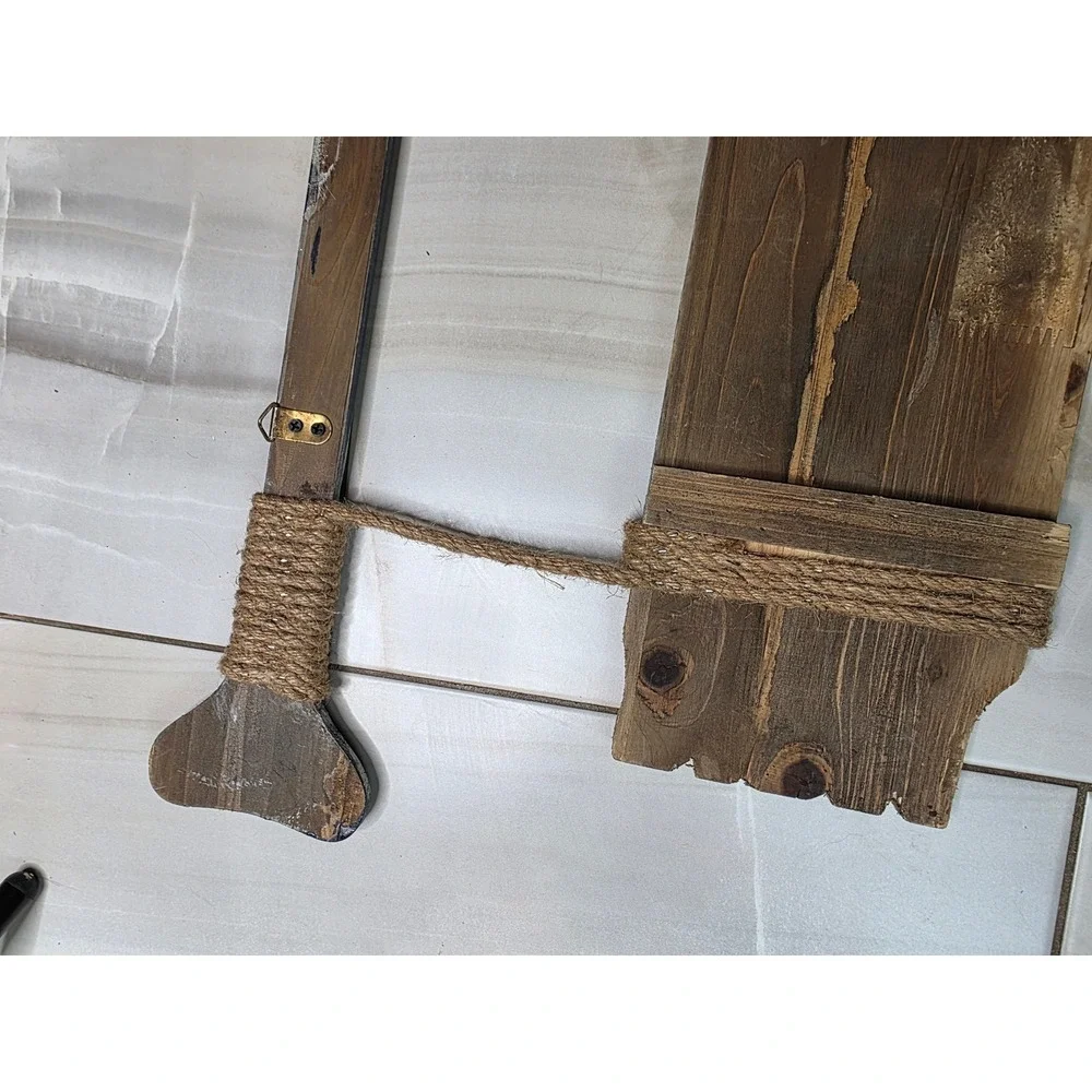 Rustic Wooden Beach Sign with Oar Nautical Wall Decor Distressed Coastal Art